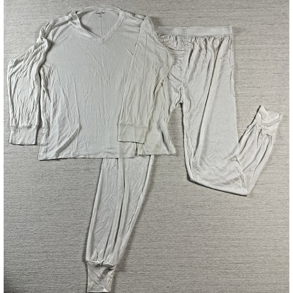 WinterSilks 100% Silk Base Layer Thermal Pajama Set XL Travel Lightweight Ivory